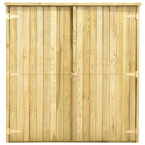 Vopese Gartengeräteschuppen aus imprägniertem Kiefernholz, 163 x 50 x 171 cm, mit 4 Ablageflächen, Natur, für Rasenpflege und Poolzubehör Model46362 von Vopese