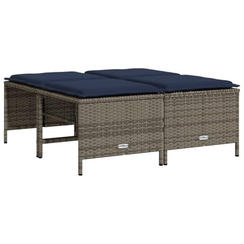 Vopese Gartenhocker mit Kissen 4 STK. Grau Poly Rattan Hocker Model368369 Vopese Gartenhocker mit Kissen 4 STK. Grau Poly Rattan Hocker Model368369 von Vopese