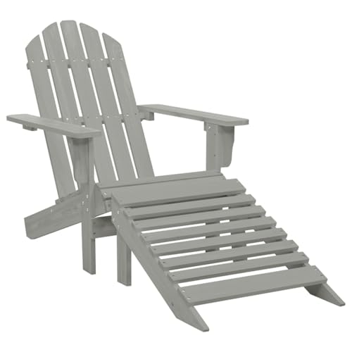 Vopese Gartensessel mit Fußstütze Holz Grau Gartenstühle Model45700 von Vopese