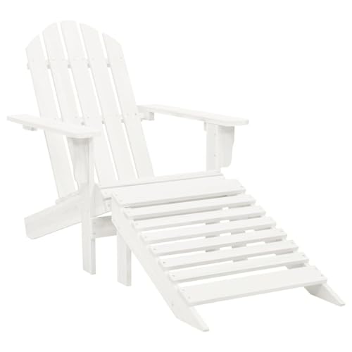 Vopese Gartensessel mit Fußstütze Holz Weiß Gartenstühle Model40859 von Vopese