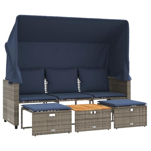 Vopese Gartensofa 3-Sitzer mit Baldachin und Hockern Grau Poly Rattan Sofa Im Freien Model365456 Vopese Gartensofa 3-Sitzer mit Baldachin und Hockern Grau Poly Rattan Sofa Im Freien Model365456 von Vopese