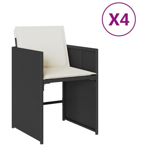 Vopese Gartenstühle mit Kissen 4 STK. Schwarz Poly Rattan Gartenstuhl Model364983 Vopese Gartenstühle mit Kissen 4 STK. Schwarz Poly Rattan Gartenstuhl Model364983 von Vopese