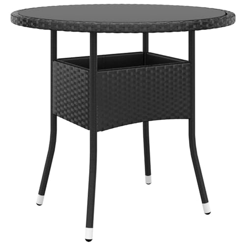 Vopese Gartentisch Ø80x75 cm Hartglas und Poly Rattan Schwarz Terrasse und Balkon Model310604 Vopese Gartentisch Ø80x75 cm Hartglas und Poly Rattan Schwarz Terrasse und Balkon Model310604 von Vopese