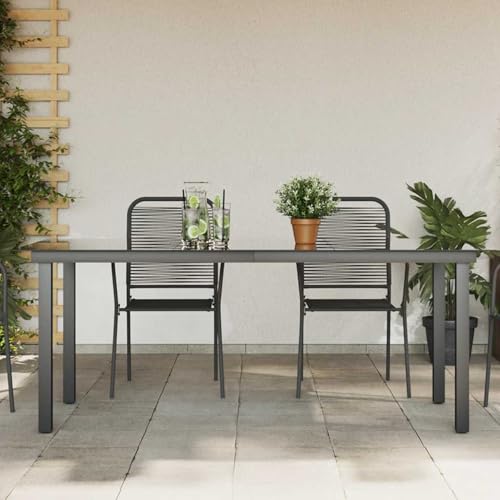 Vopese Gartentisch Schwarz 190x90x74 cm Aluminium und Glas Terrasse und Balkon Model42789 von Vopese