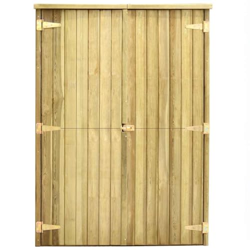 Vopese Gartenwerkzeugschuppen mit 4 Ablageflächen | Imprägniertes Kiefernholz | Natur | 123 x 50 x 171 cm | Rasenpflege und Poolzubehör Model46361 von Vopese