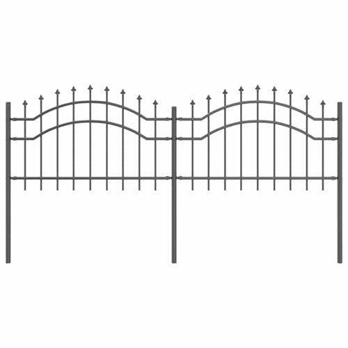 Vopese Gartenzaun Grau 115 cm Pulverbeschichteter Stahl Zaun Model42003958 von Vopese