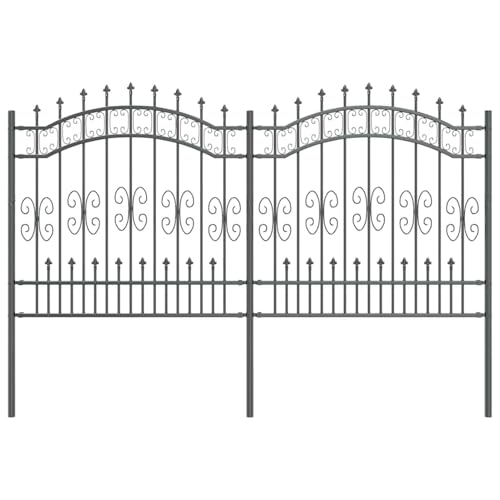 Vopese Gartenzaun Grau 165 cm Pulverbeschichteter Stahl Zaun Model42003965 von Vopese