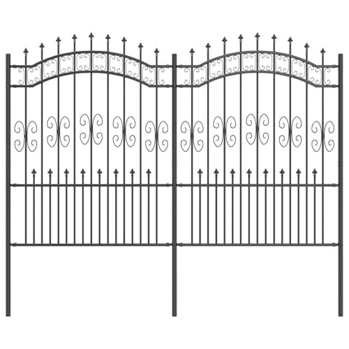 Vopese Gartenzaun Grau 190 cm Pulverbeschichteter Stahl Zaun Model42003966 von Vopese