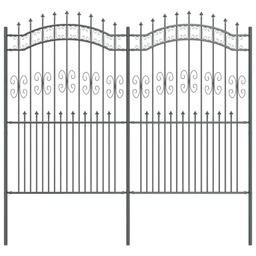 Vopese Gartenzaun Grau 215 cm Pulverbeschichteter Stahl Zaun Model42003967 von Vopese