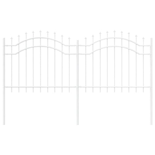 Vopese Gartenzaun Weiß 140 cm Pulverbeschichteter Stahl Zaun Model42003969 von Vopese