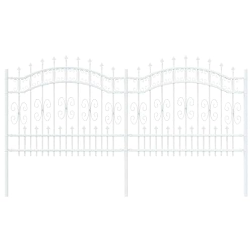Vopese Gartenzaun Weiß 140 cm Pulverbeschichteter Stahl Zaun Model42003974 von Vopese