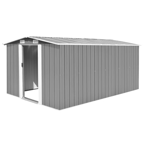 Vopese Gerätehaus 257x392x181 cm Metall Grau Gartenhaus Model143345 von Vopese