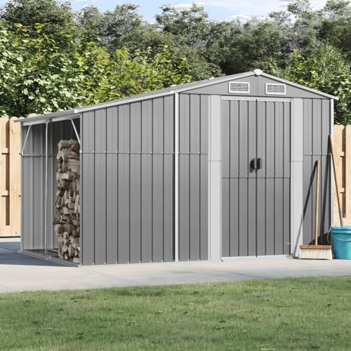 Vopese Gerätehaus Grau 277x192,5x179 cm Verzinkter Stahl Gartenhaus Model3188289 von Vopese