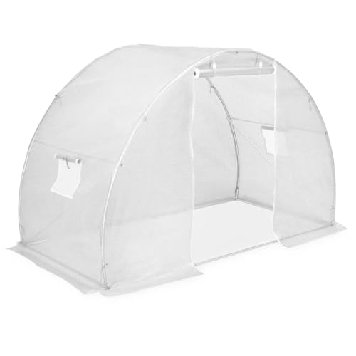 Vopese Gewächshaus für Hobby-Gartenbau | 300x150x200 cm | Weiß | PE-Netz & verzinkter Stahl | Schutz vor Wetter Model45748 von Vopese