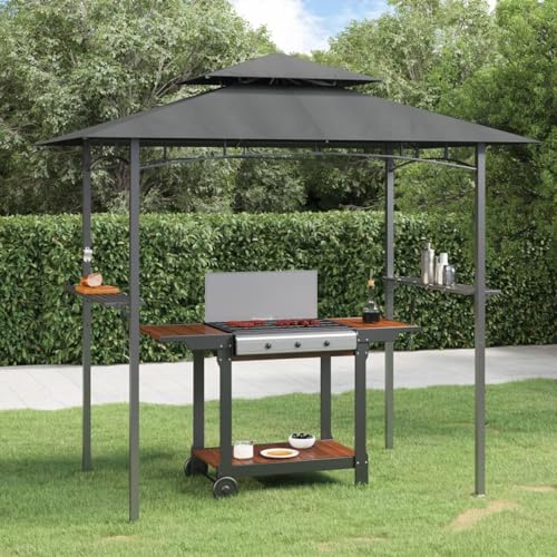 Vopese Grillpavillon mit Seitenregalen Anthrazit 240x150x243 cm Stahl Grillpavillon Model360140 von Vopese