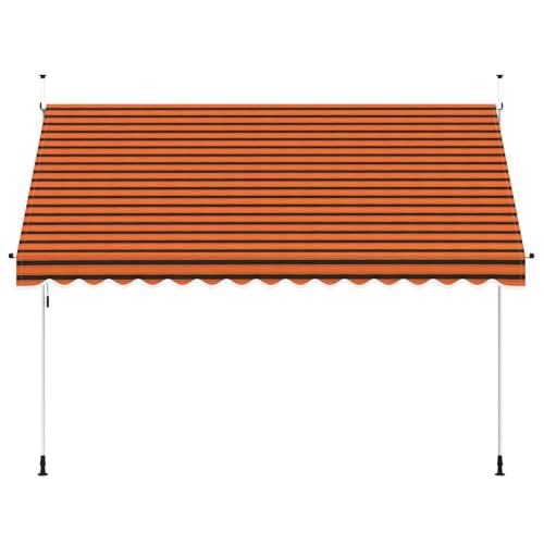 Vopese Handbetriebene Markise 350 cm Breite, Orange/Braun, Polyester mit PU, für Balkon & Garten Model145839 von Vopese