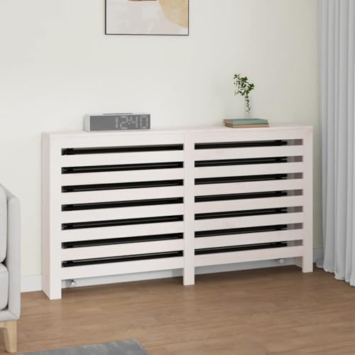 Vopese Heizk?rperverkleidung Wei? 153x19x84 cm Massivholz Kiefer Kühlerdeckel Model822602 von Vopese