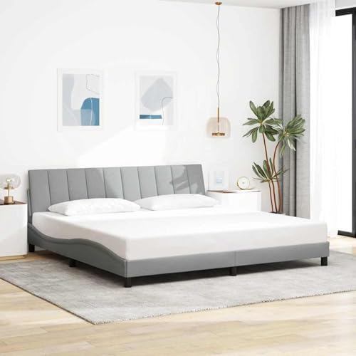 Vopese Hellgrauer Bettgestellrahmen Hanko 200x200cm mit Kopfteil-Kissen - Komfortable Schlafstätte Model3310412 von Vopese