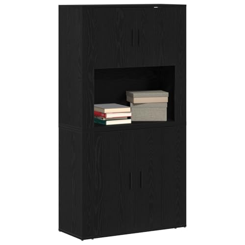 Vopese Highboard Schwarze Eiche 80x33x150 cm Holzwerkstoff küchenschränke einzeln Model3334338 von Vopese