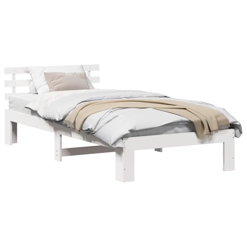 Vopese Holz Bettgestell Weiß Holz 100 x 200 cm Minimalistisch Massivholz Bettgestell Model872624 von Vopese