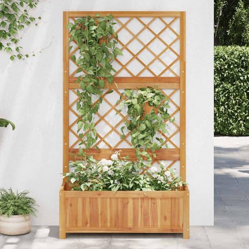 Vopese Holz-Hochbeet mit Spalier, für Kletterpflanzen, Akazien-Massivholz, 85 x 38 x 150 cm, Garten oder Terrasse Model316542 von Vopese