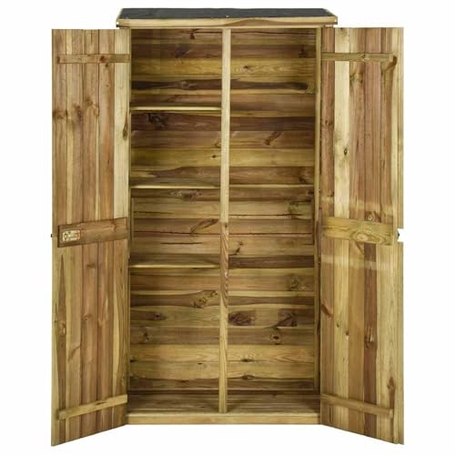 Vopese Holz-Lagerschuppen Garten Geräteschrank Regale Teerpappe grün-imprägniertes Kiefernholz 85x48x177cm Model45138 von Vopese