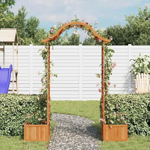 Vopese Holz-Rosenbogen Garten Tor Dekoration Rankhilfe mit Pflanzgefäßen 175x40x204 cm Model316388 von Vopese