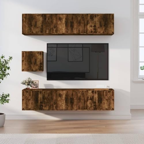 Vopese Holzwerkstoff TV-Schrank Set mit Wandmontage | Räuchereiche | 2+5 Fächer | Wohnzimmer Model3188667 von Vopese