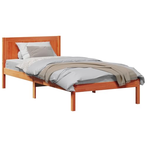 Vopese Kiefernholz Bettgestell Gewachst Braun Massivholz 100 x 200 cm Massivholz Bettgestell Model872211 von Vopese