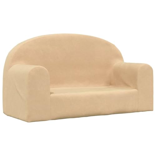 Vopese Kindersofa 2-Sitzer Creme Plüsch - Sicher & Bequem mit abnehmbarem Bezug Model357013 von Vopese