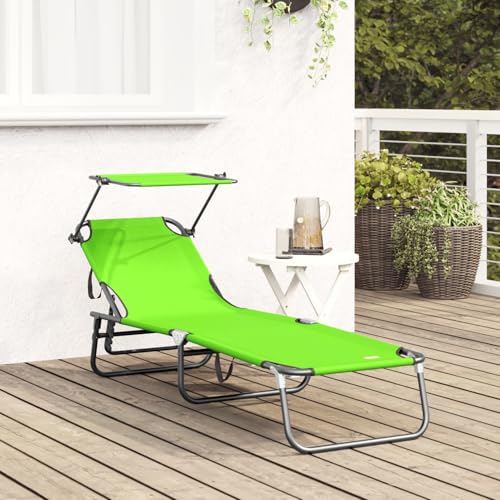 Vopese Klappbare Sonnenliege mit Sonnendach Grüne 600D Oxford Stoff Sonnenschirm Model42003132 von Vopese