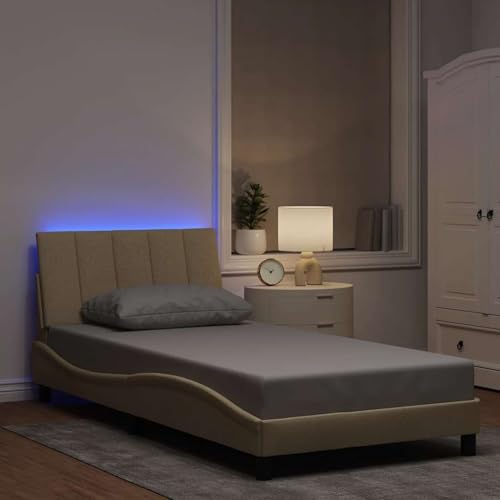Vopese Komfortables Bettgestell mit LED-Beleuchtung & Kopfteil Kissen - Creme, 218 x 105 x 74,5 cm - Für erholsamen Schlaf Model3310445 Vopese Komfortables Bettgestell mit LED-Beleuchtung & Kopfteil Kissen - Creme, 218 x 105 x 74,5 cm - Für erholsamen Schlaf Model3310445 von Vopese