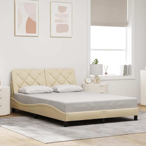 Vopese Komfortables Creme Bettgestell mit Kopfteil-Kissen | Polyester, Metall, 218 x 125 x 74,5 cm | Schlafzimmer Deko Model3310592 Vopese Komfortables Creme Bettgestell mit Kopfteil-Kissen | Polyester, Metall, 218 x 125 x 74,5 cm | Schlafzimmer Deko Model3310592 von Vopese