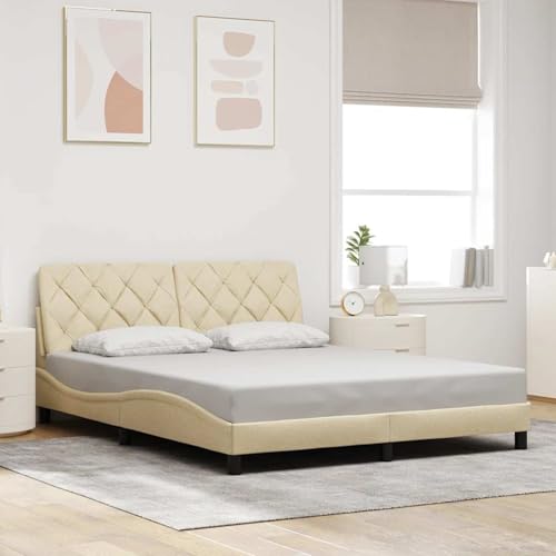Vopese Komfortables Creme Bettgestell mit Kopfteil-Kissen | Polyester, Metall, 218 x 165 x 74,5 cm | Schlafzimmer Deko Model3310613 Vopese Komfortables Creme Bettgestell mit Kopfteil-Kissen | Polyester, Metall, 218 x 165 x 74,5 cm | Schlafzimmer Deko Model3310613 von Vopese