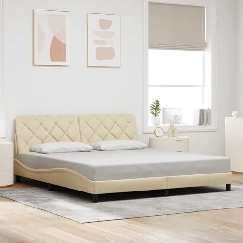 Vopese Komfortables Creme Bettgestell mit Kopfteil-Kissen | Polyester, Metall, Holz | 218 x 185 x 74,5 cm | Schlafzimmer Model3310620 Vopese Komfortables Creme Bettgestell mit Kopfteil-Kissen | Polyester, Metall, Holz | 218 x 185 x 74,5 cm | Schlafzimmer Model3310620 von Vopese