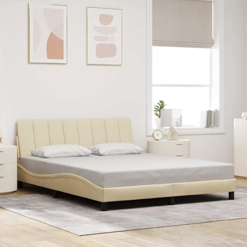 Vopese Komfortables Creme Bettgestell mit Kopfteil-Kissen | Polyester, Metall, Holz | 218x165x74,5 cm | Schlafzimmer Model3310403 Vopese Komfortables Creme Bettgestell mit Kopfteil-Kissen | Polyester, Metall, Holz | 218x165x74,5 cm | Schlafzimmer Model3310403 von Vopese
