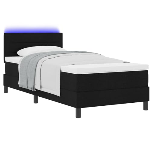 Vopese Komfortables schwarzes Boxspringbett-Set mit LED-Licht | 100x200cm | Naturholz | max. 150kg von Vopese