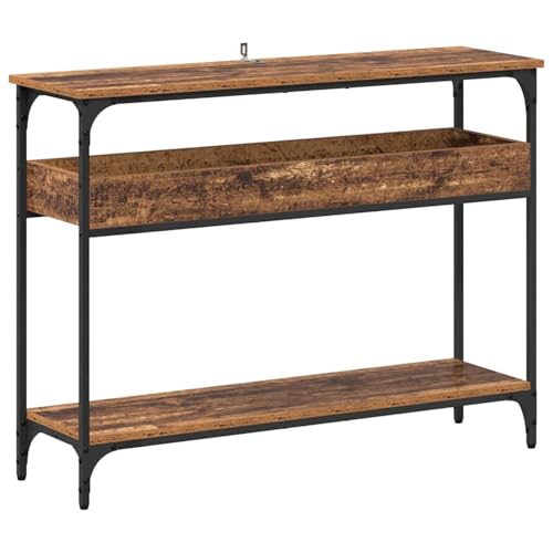Vopese Konsolentisch mit Regal Altholz 100 x 29 x 75 cm Holzwerkstoff Konsolentisch Model883522 von Vopese