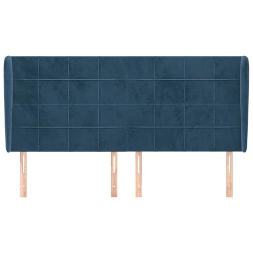 Vopese Kopfteil mit Ohren Dunkelblau 203x23x118/128 cm Samt Bed Headboard Model3118026 von Vopese