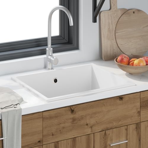 Vopese Küchenspülbecken aus Weißem Granit mit Überlaufloch Küchenspüle Model4012350 von Vopese