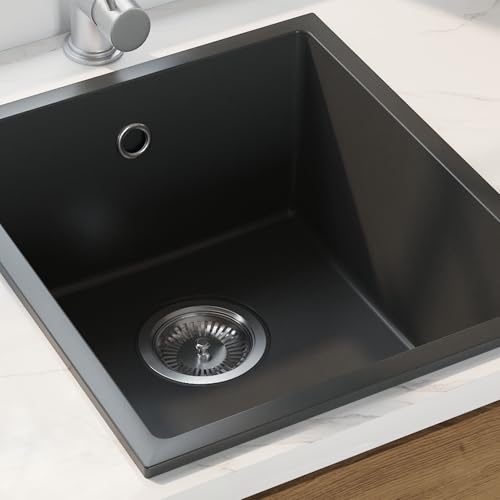 Vopese Küchenspülbecken aus schwarzem Granit mit Überlaufloch Küchenspüle Model4012351 von Vopese