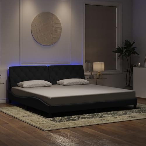 Vopese LED-Bettgestell mit Kopfteil-Kissen, Samt Schwarz, 200x200cm, Schlafzimmer Model3213875 Vopese LED-Bettgestell mit Kopfteil-Kissen, Samt Schwarz, 200x200cm, Schlafzimmer Model3213875 von Vopese