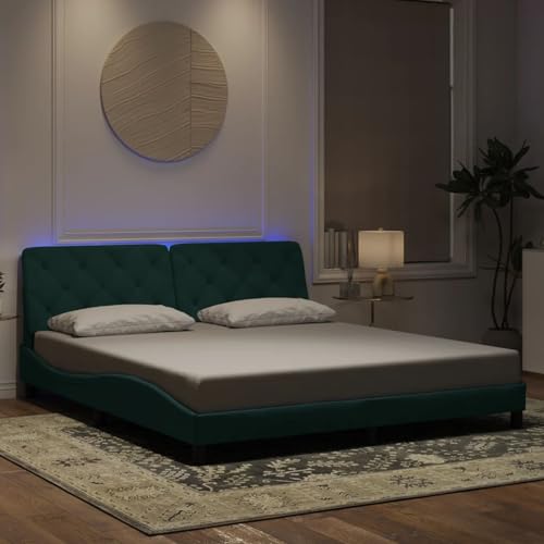 Vopese LED-Bettgestell mit Kopfteil-Kissen Dunkelgrün - Samt & Metall - 218x185x74,5 cm - für erholsame Nachtruhe Model3213870 Vopese LED-Bettgestell mit Kopfteil-Kissen Dunkelgrün - Samt & Metall - 218x185x74,5 cm - für erholsame Nachtruhe Model3213870 von Vopese