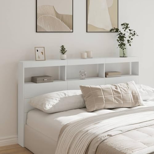 Vopese LED-Kopfteil mit Ablagen Weiß 180x17x102 cm Nachttisch Model839210 von Vopese