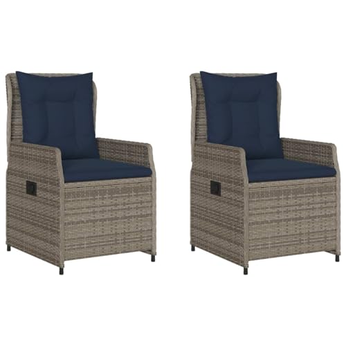 Vopese Liegende Gartenstühle 2 STK. Grau Poly Rattan Loungesessel Model368659 von Vopese
