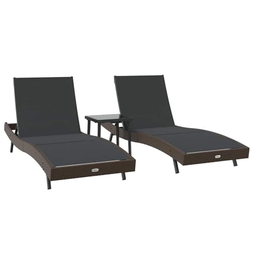 Vopese Liegestühle 3 pcs Braun 40 x 40 x 40,5 cm Poly-Rattan Loungesessel Model3381202 von Vopese