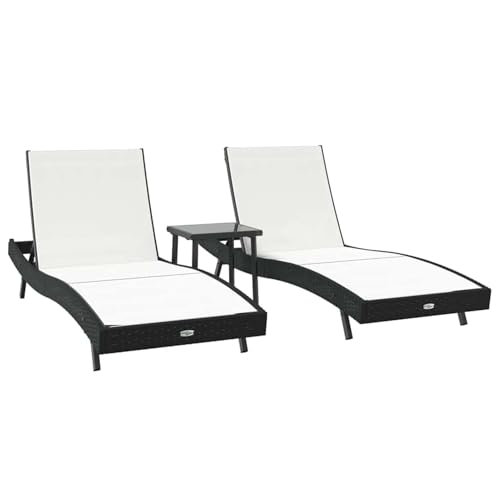 Vopese Liegestühle 3 pcs Schwarz und Weiß 40 x 40 x 40,5 cm Poly-Rattan Loungesessel Model3381204 von Vopese