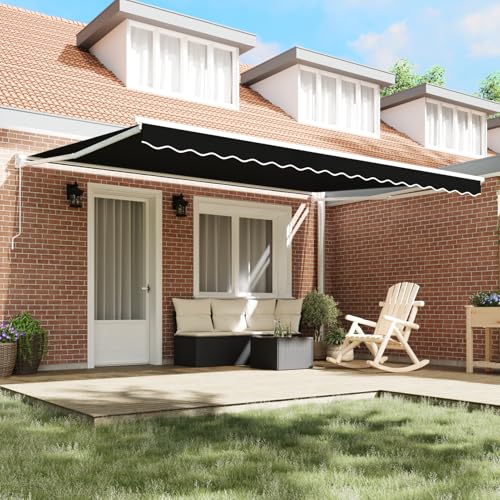 Vopese Manuelle Einziehbare Markise Schwarz 450x300 cm, Markisen Ersatzstoff für Rahmen 4.5x3 m Schwarz Sonnenschirm Model3330963 von Vopese