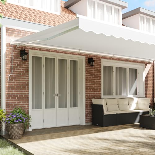 Vopese Manuelle Einziehbare Markise Weiß 600x300 cm, Markisen-Ersatzstoff für 6x3 m Rahmen Weiß Sonnenschirm Model3331645 von Vopese