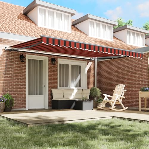 Vopese Manuelle einziehbare Markise in Orange und Braun 450x350 cm Sonnenschirm Model3331085 von Vopese